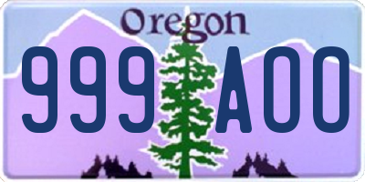 OR license plate 999AOO
