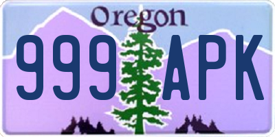 OR license plate 999APK