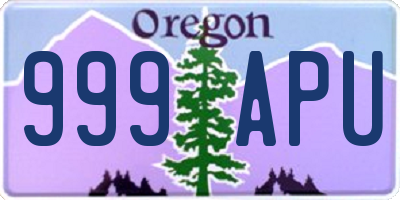 OR license plate 999APU