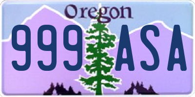 OR license plate 999ASA