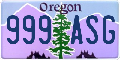 OR license plate 999ASG