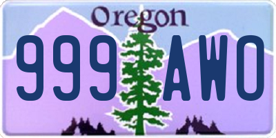 OR license plate 999AWO