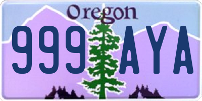OR license plate 999AYA