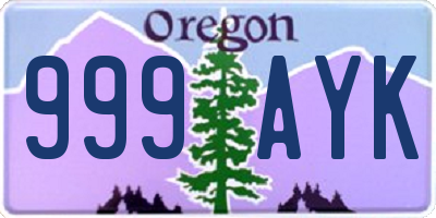 OR license plate 999AYK