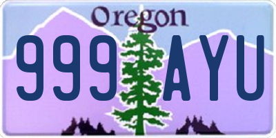 OR license plate 999AYU