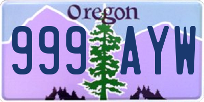 OR license plate 999AYW