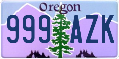 OR license plate 999AZK