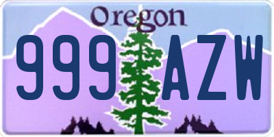 OR license plate 999AZW