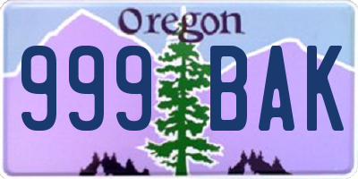 OR license plate 999BAK