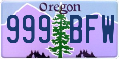 OR license plate 999BFW