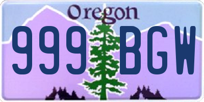 OR license plate 999BGW