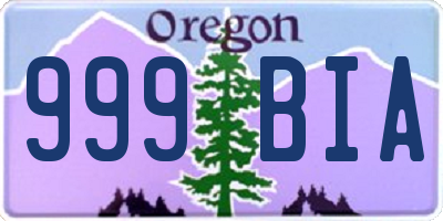 OR license plate 999BIA