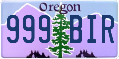 OR license plate 999BIR