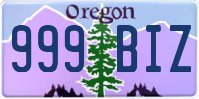 OR license plate 999BIZ