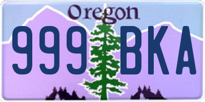 OR license plate 999BKA