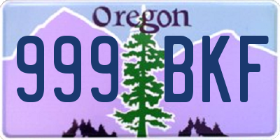 OR license plate 999BKF