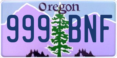 OR license plate 999BNF