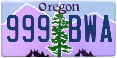 OR license plate 999BWA