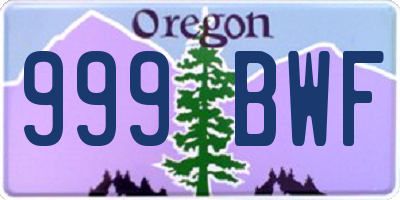 OR license plate 999BWF