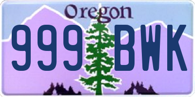 OR license plate 999BWK
