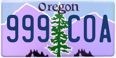 OR license plate 999COA