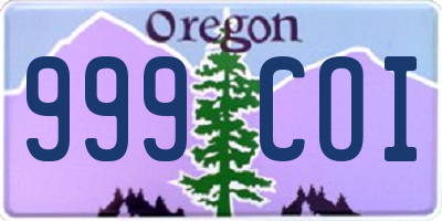 OR license plate 999COI