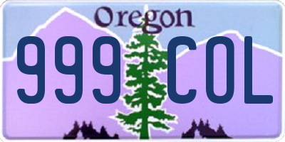 OR license plate 999COL