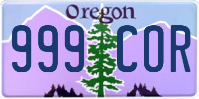 OR license plate 999COR