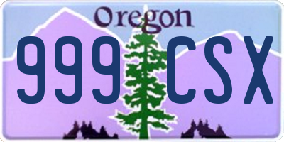 OR license plate 999CSX