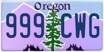 OR license plate 999CWG