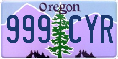 OR license plate 999CYR