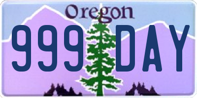 OR license plate 999DAY