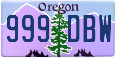 OR license plate 999DBW