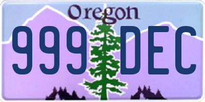 OR license plate 999DEC