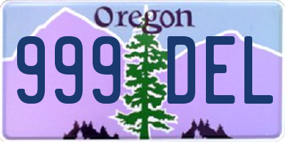 OR license plate 999DEL