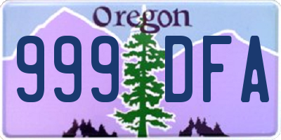 OR license plate 999DFA