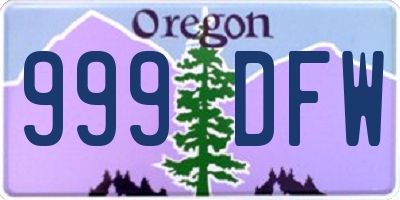 OR license plate 999DFW