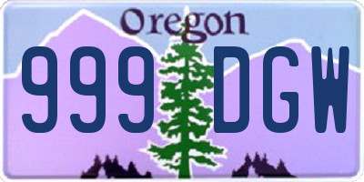 OR license plate 999DGW