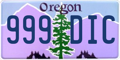 OR license plate 999DIC