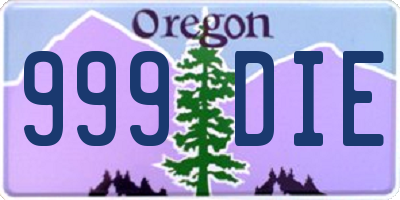 OR license plate 999DIE