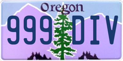 OR license plate 999DIV