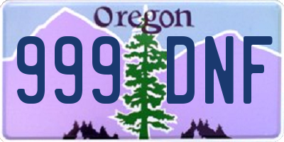OR license plate 999DNF