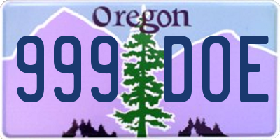 OR license plate 999DOE