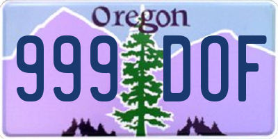OR license plate 999DOF