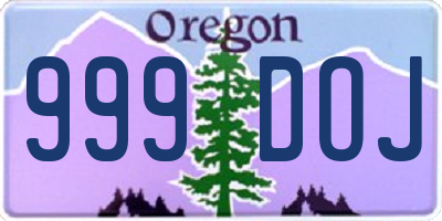 OR license plate 999DOJ