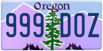 OR license plate 999DOZ