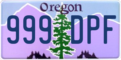 OR license plate 999DPF