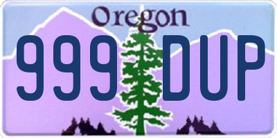 OR license plate 999DUP