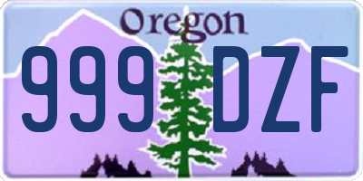 OR license plate 999DZF