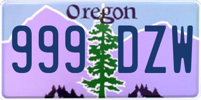 OR license plate 999DZW